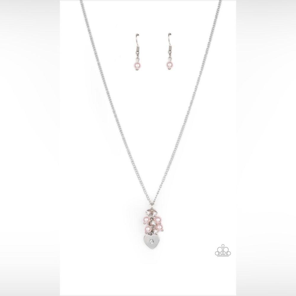Elegant Silver and Pink Necklace Set